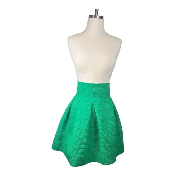 H&M TEXTURED A-LINE BUBBLE SKIRT Y2K GREEN WOMEN'S‎ SIZE SMALL - Picture 3 of 9